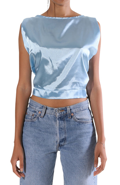 Carly Crop Blouse - Blue